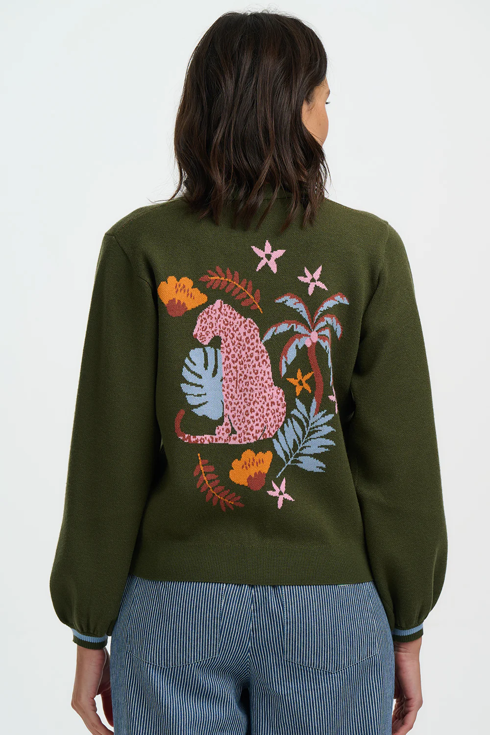 Adrian Cardigan - Khaki, Leopard Jungle - Image 3