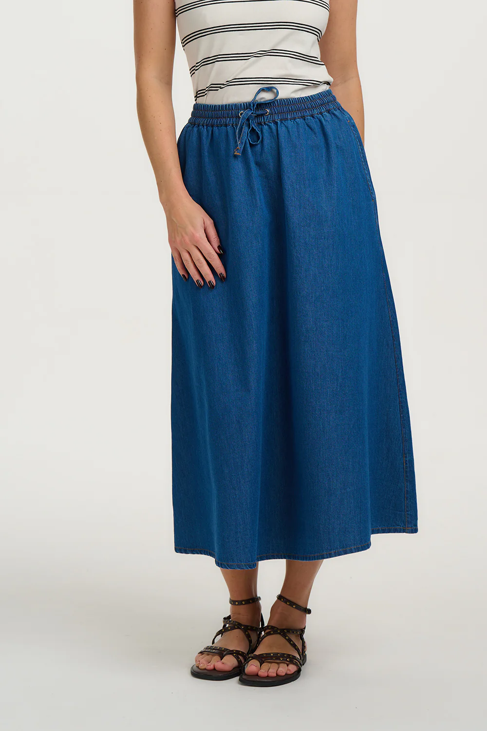 Allegra Midi Skirt - Deep Blue Denim - Image 4
