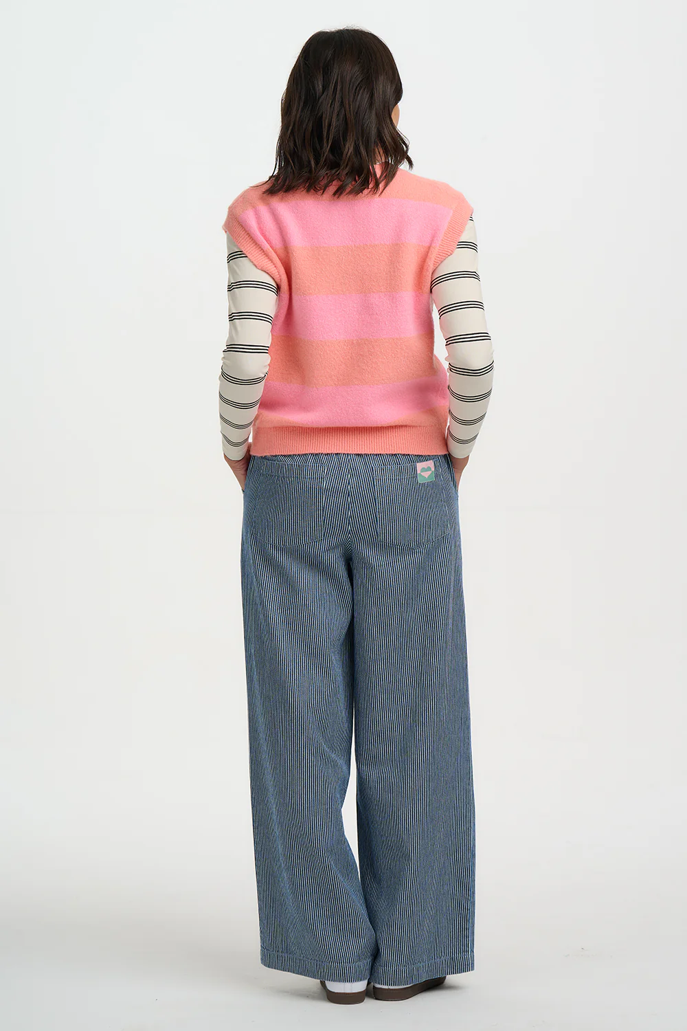 Amber Knit Vest - Peach/Pink, Pastel Stripe - Image 5