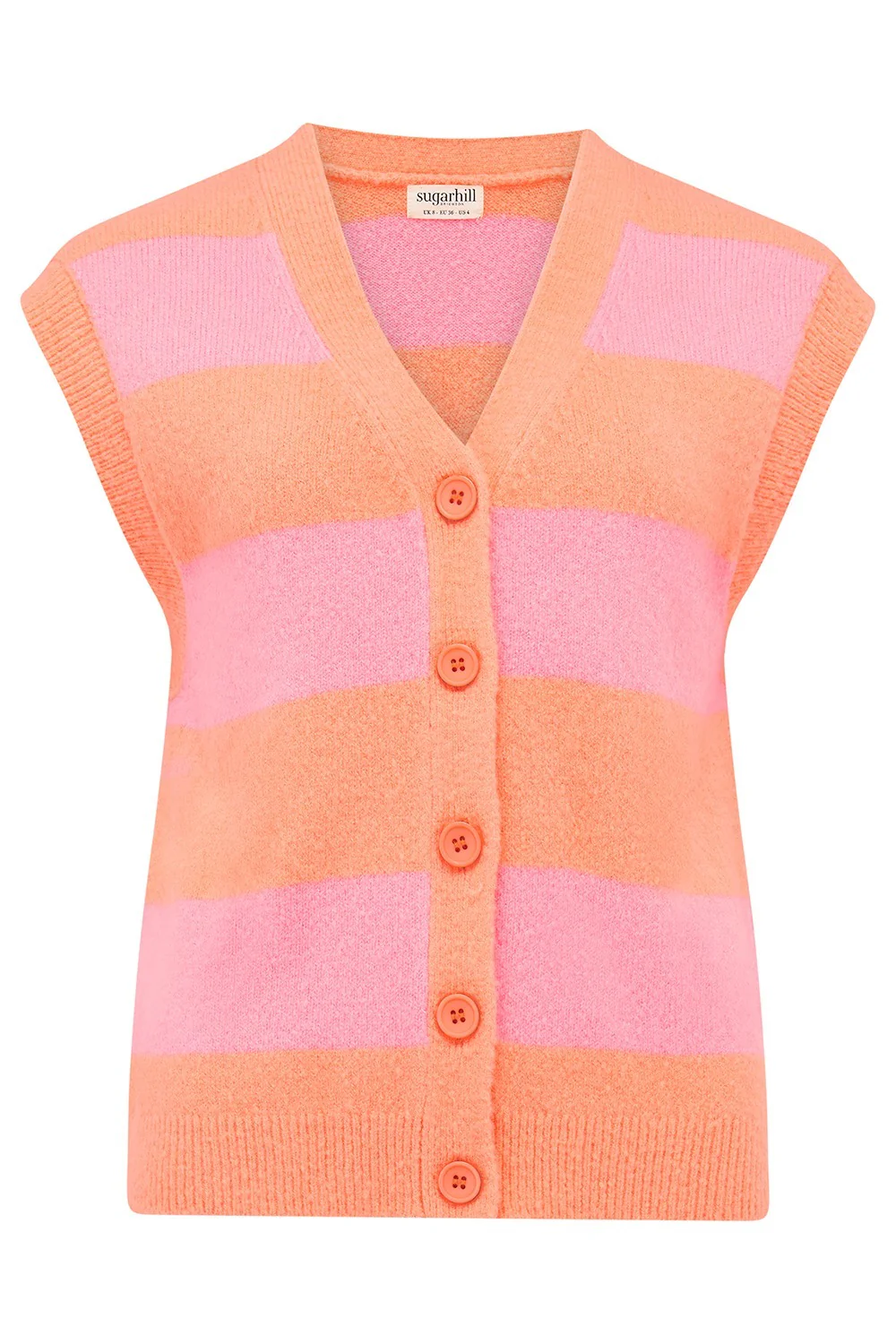 Amber Knit Vest - Peach/Pink, Pastel Stripe - Image 6