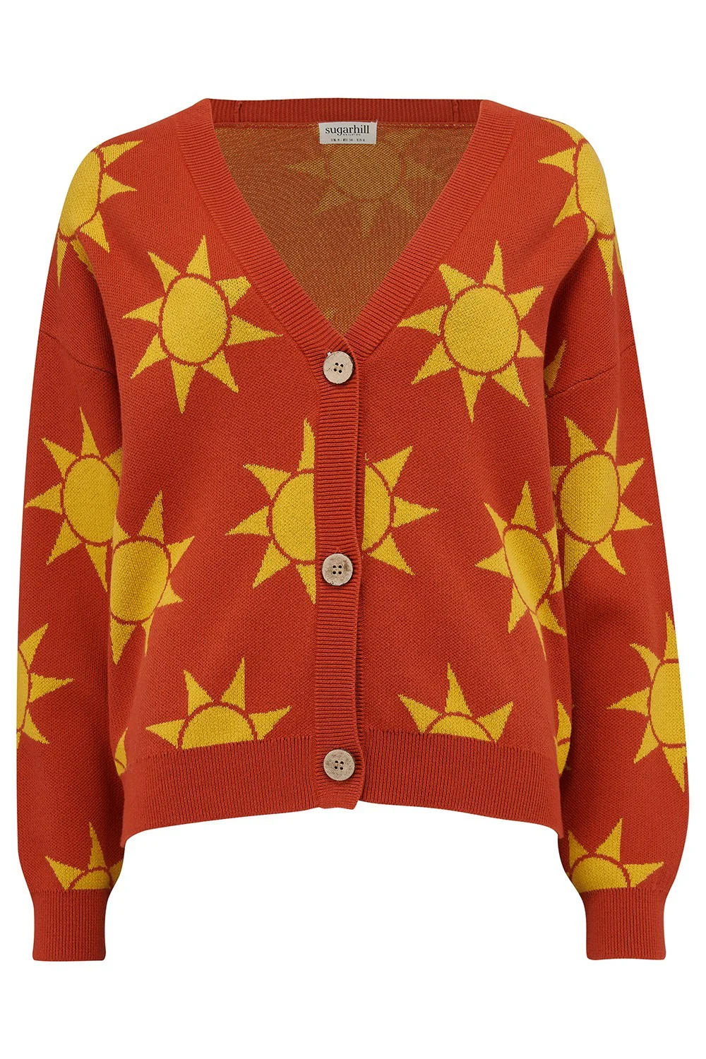 Angelica V-Neck Cardigan - Rusty Red, Canyon Sunshine - Image 6