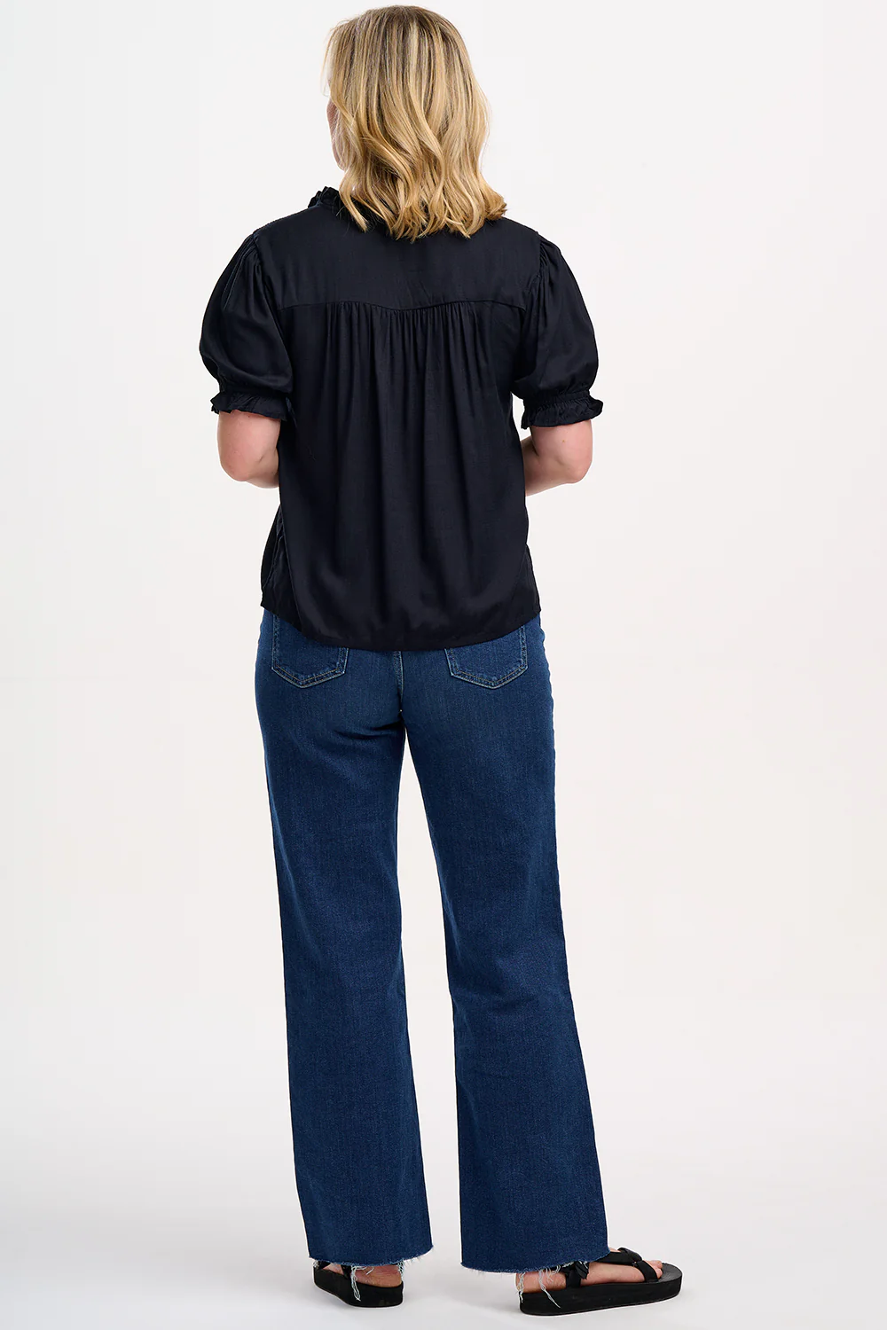 Angelique Shirred Top - Black, Tropical Hummingbird - Image 5