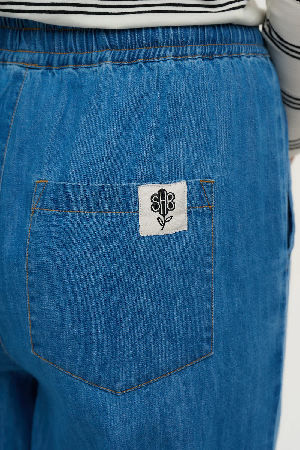 Annemarie Cropped Trousers - Mid Blue Denim - Image 4
