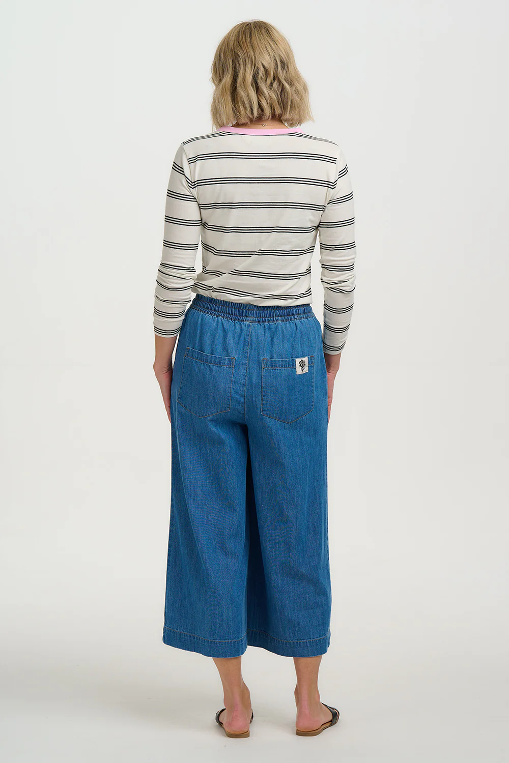 Annemarie Cropped Trousers - Mid Blue Denim - Image 6