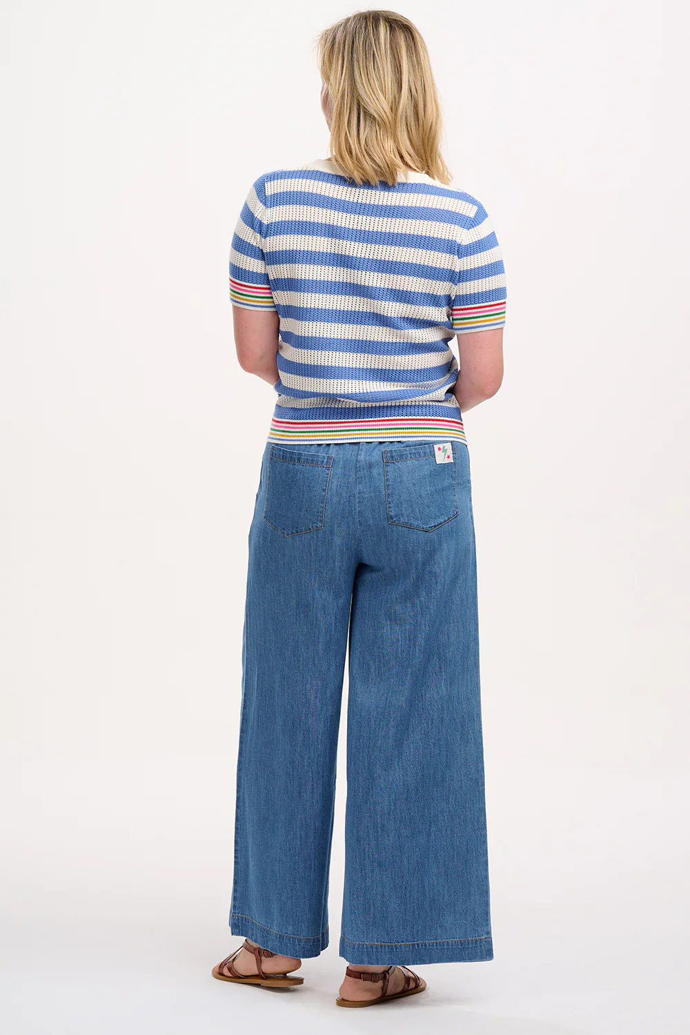 Arden Knit Top - Blue/Off-White, Rainbow Tipping - Image 3