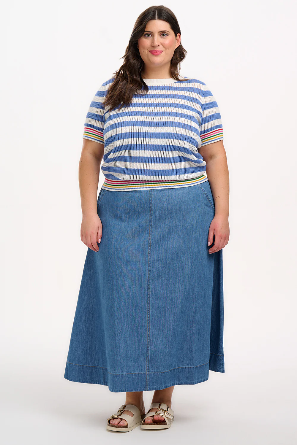 Arden Knit Top - Blue/Off-White, Rainbow Tipping - Image 4
