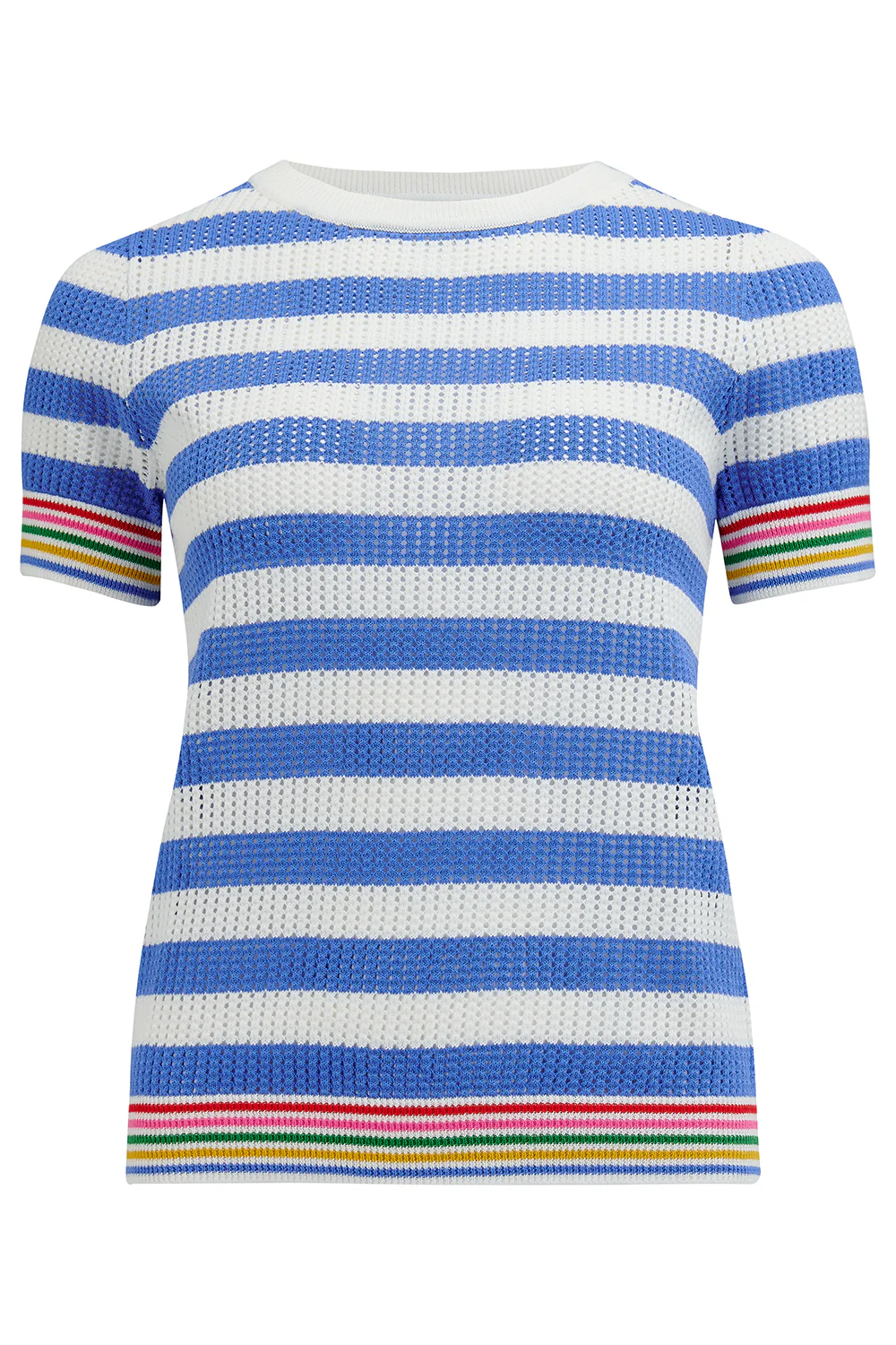 Arden Knit Top - Blue/Off-White, Rainbow Tipping - Image 7