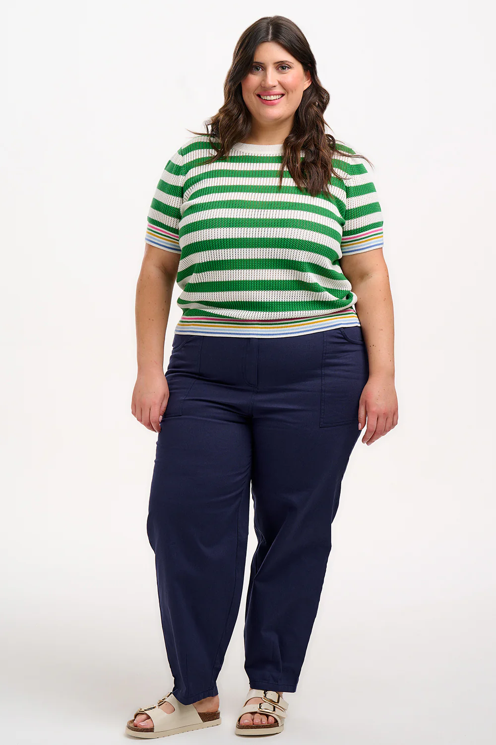 Arden Knit Top - Green/Off-White, Rainbow Tipping - Image 4