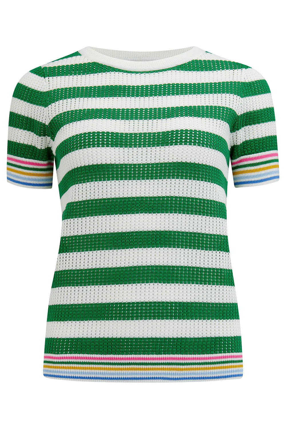 Arden Knit Top - Green/Off-White, Rainbow Tipping - Image 7