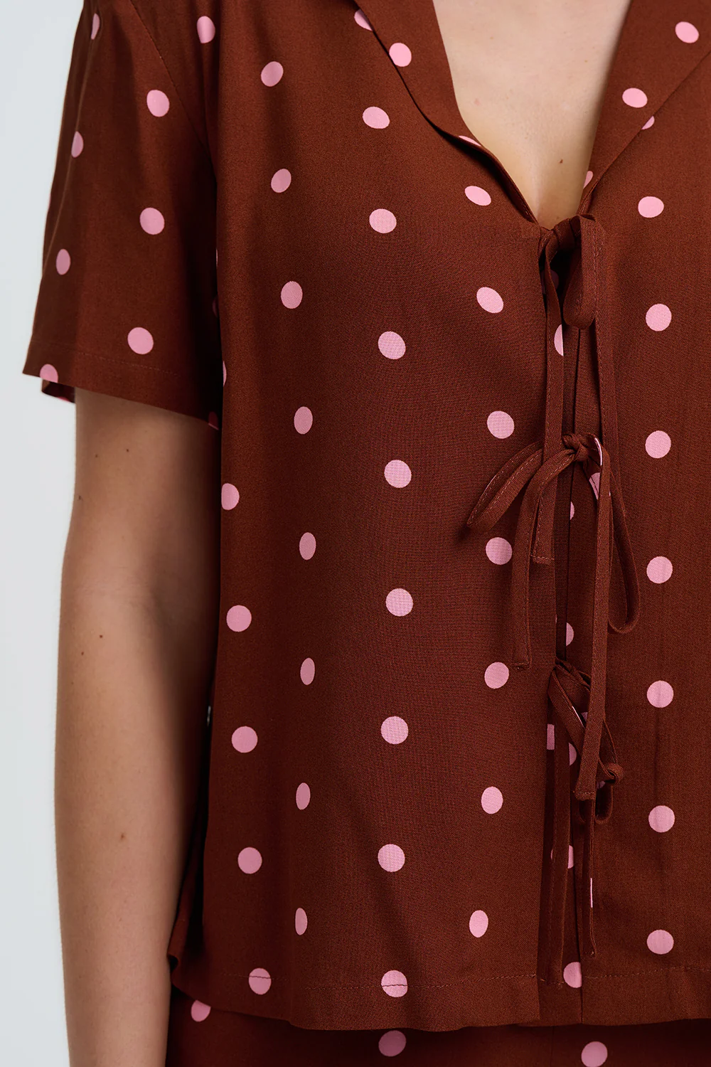 Ariel Shirt - Brown, Pink Polka - Image 2