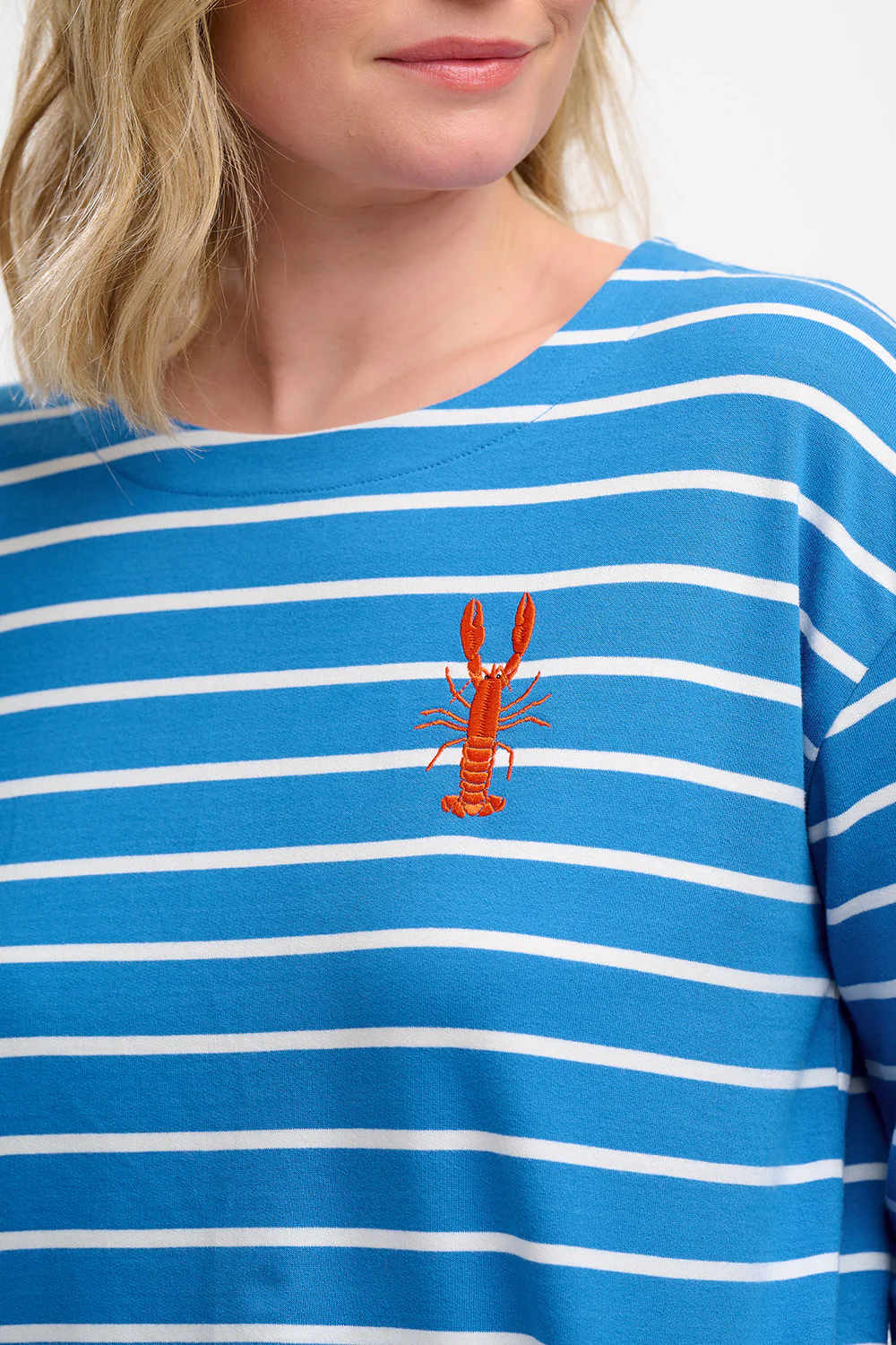 Billie Breton Top - French Blue, Lobster Stripe - Image 2
