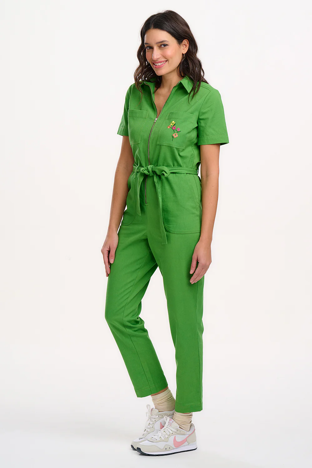 Billy Boilersuit - Green, Rainbow Flowers