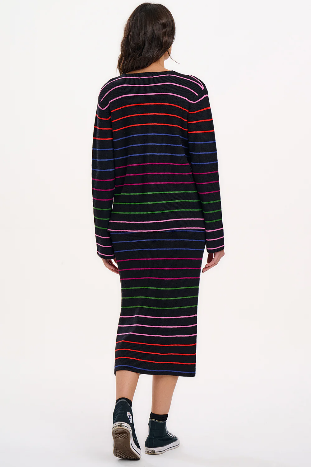 Blanche Knit Skirt - Black, Triple Stripe - Image 2