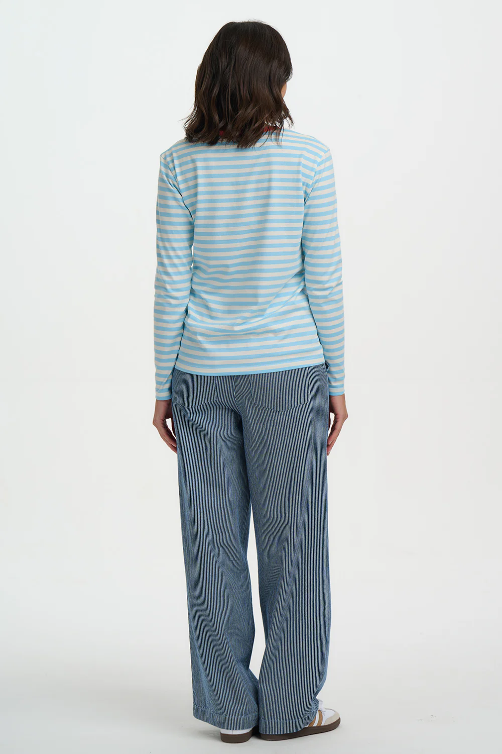Brunswick Jersey Top - Off White/Blue, Coffee Cup - Image 5