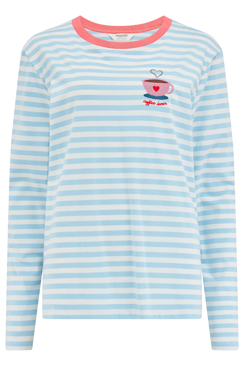 Brunswick Jersey Top - Off White/Blue, Coffee Cup - Image 6