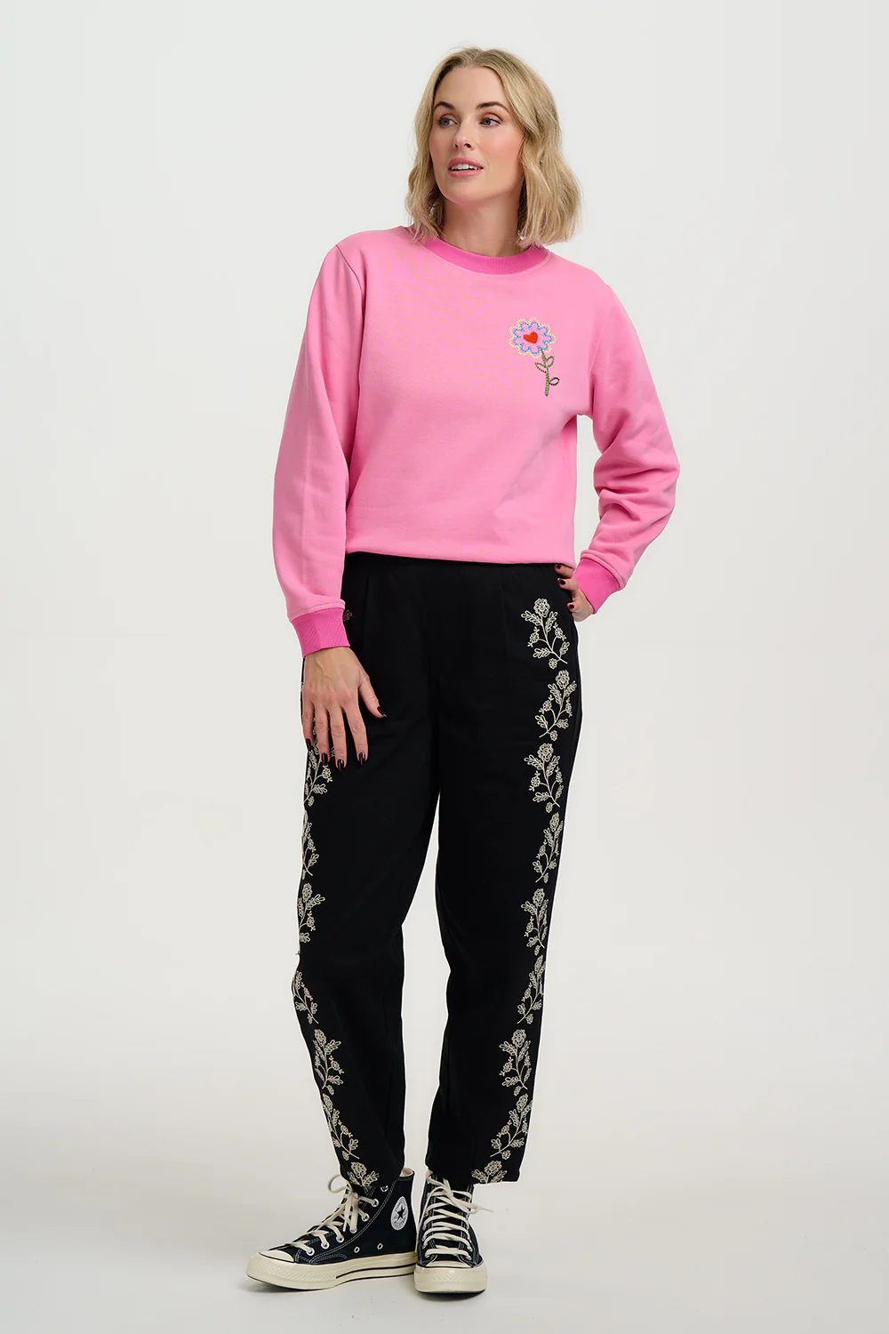 Calista Trousers - Black, Ecru Floral - Image 3