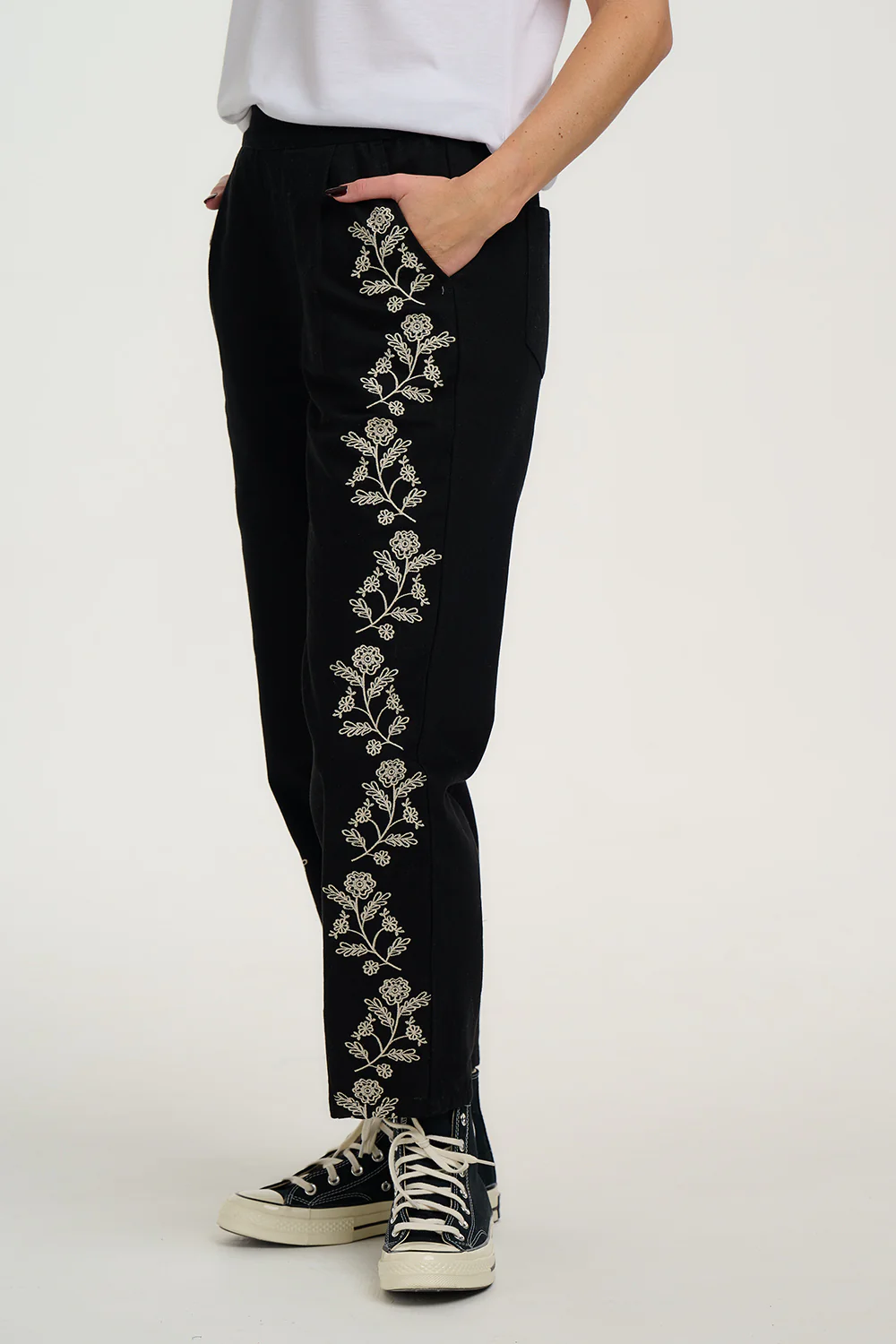 Calista Trousers - Black, Ecru Floral - Image 5