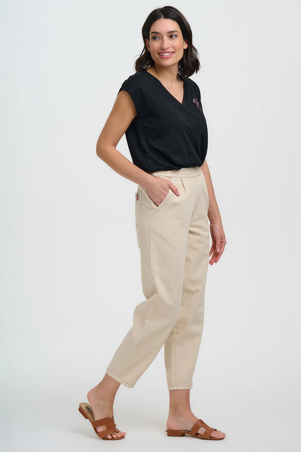 Calista Trousers - Cream - Image 4