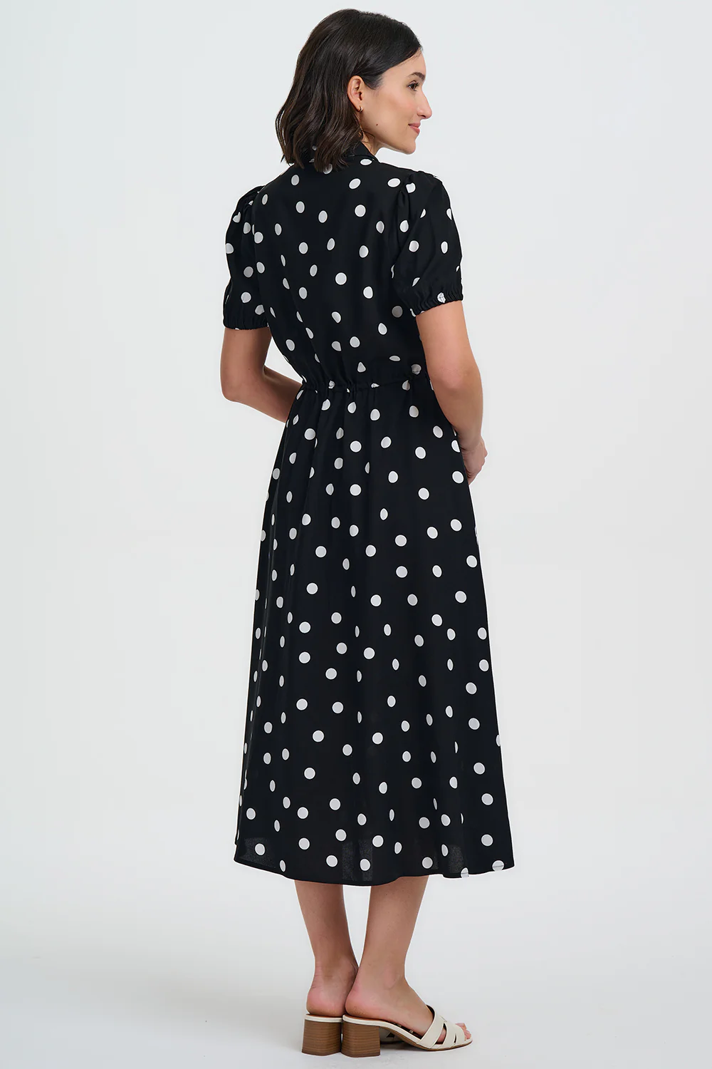 Cassandra Midi Shirt Dress - Monochrome, Polka Dot - Image 3