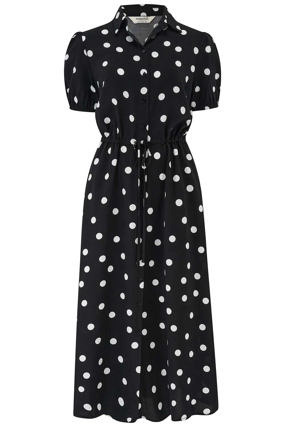 Cassandra Midi Shirt Dress - Monochrome, Polka Dot - Image 4