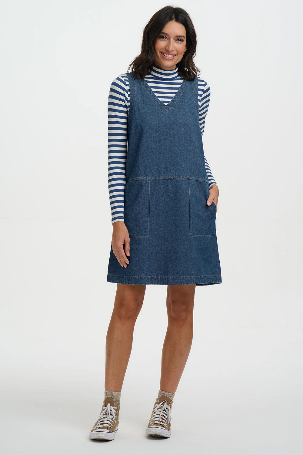 Cecil Tunic Dress - Mid Blue Denim - Image 4
