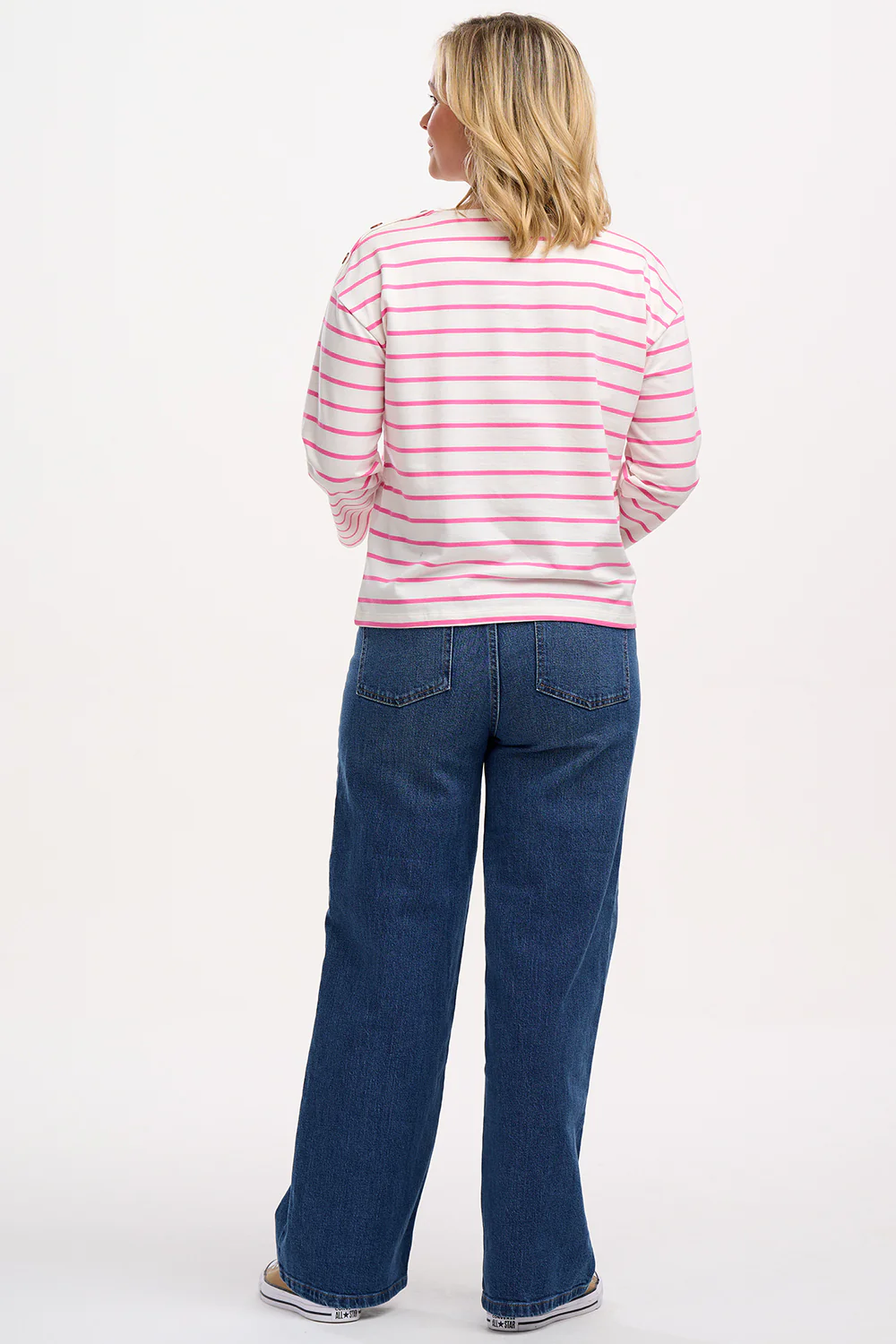 Celine Breton Top - Off-White/Pink, Smiley Flower - Image 4