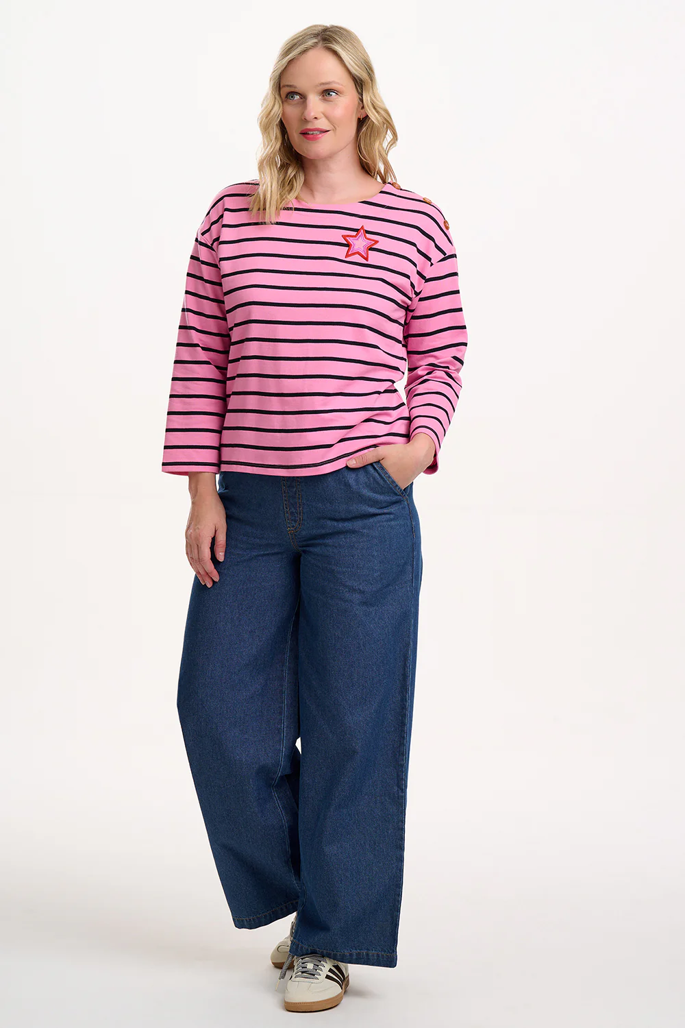Celine Breton Top - Pink/Black, Star - Image 3