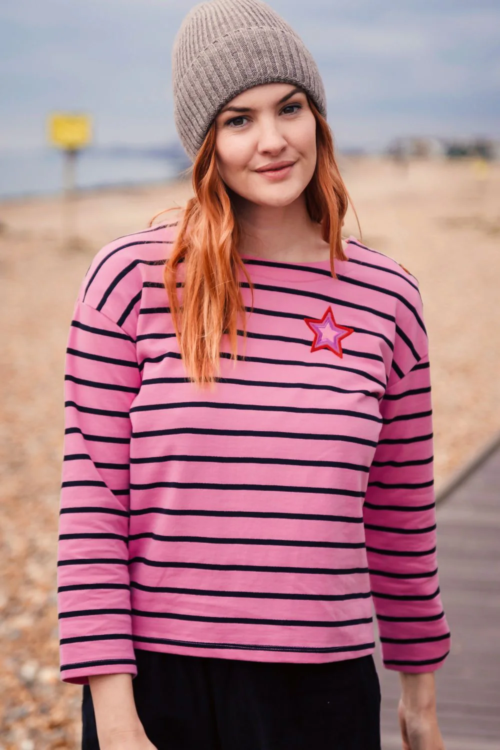 Celine Breton Top - Pink/Black, Star - Image 7