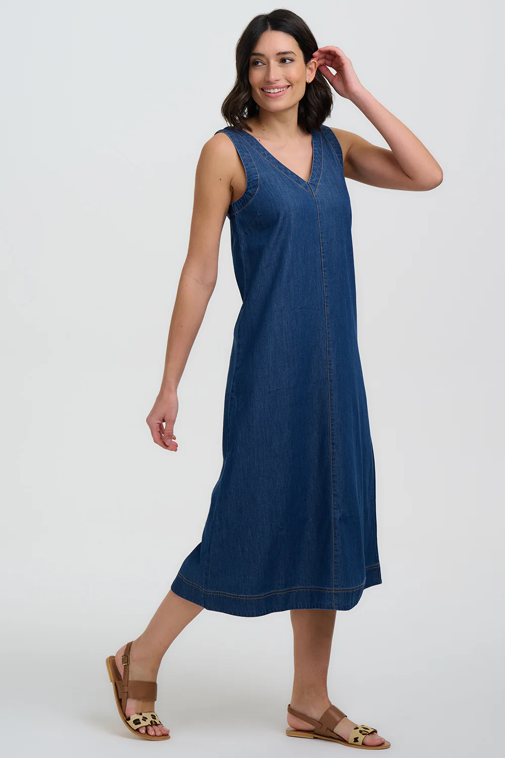 Cerys Midi Sundress - Deep Blue Denim - Image 3