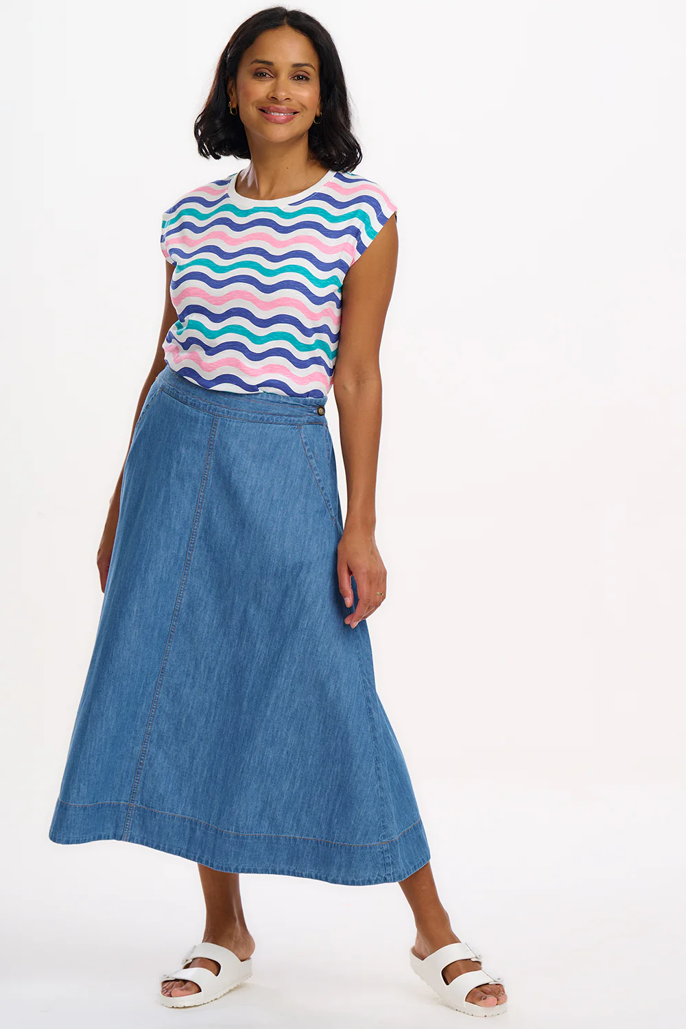 Chrissy Relaxed Tank T-Shirt - Multi, Soft Beach Waves - Image 4