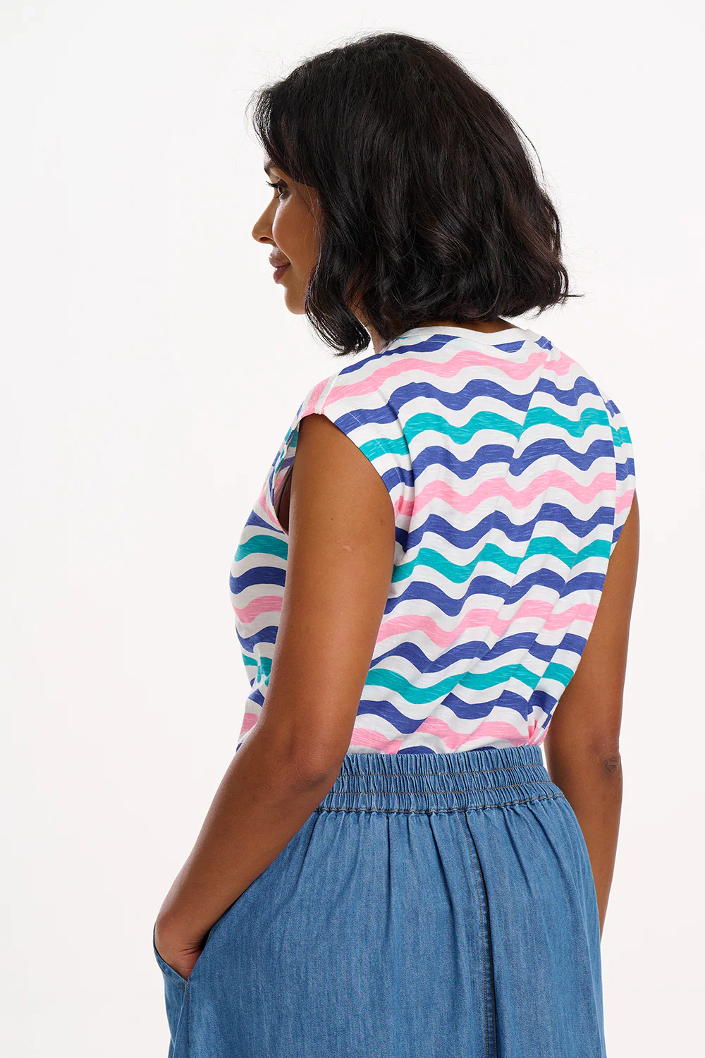 Chrissy Relaxed Tank T-Shirt - Multi, Soft Beach Waves - Image 6