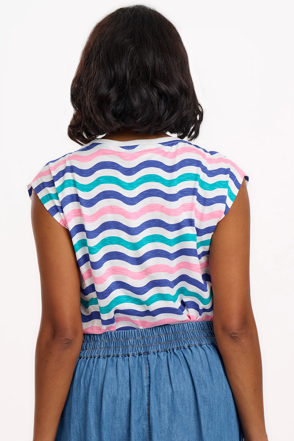 Chrissy Relaxed Tank T-Shirt - Multi, Soft Beach Waves - Image 7