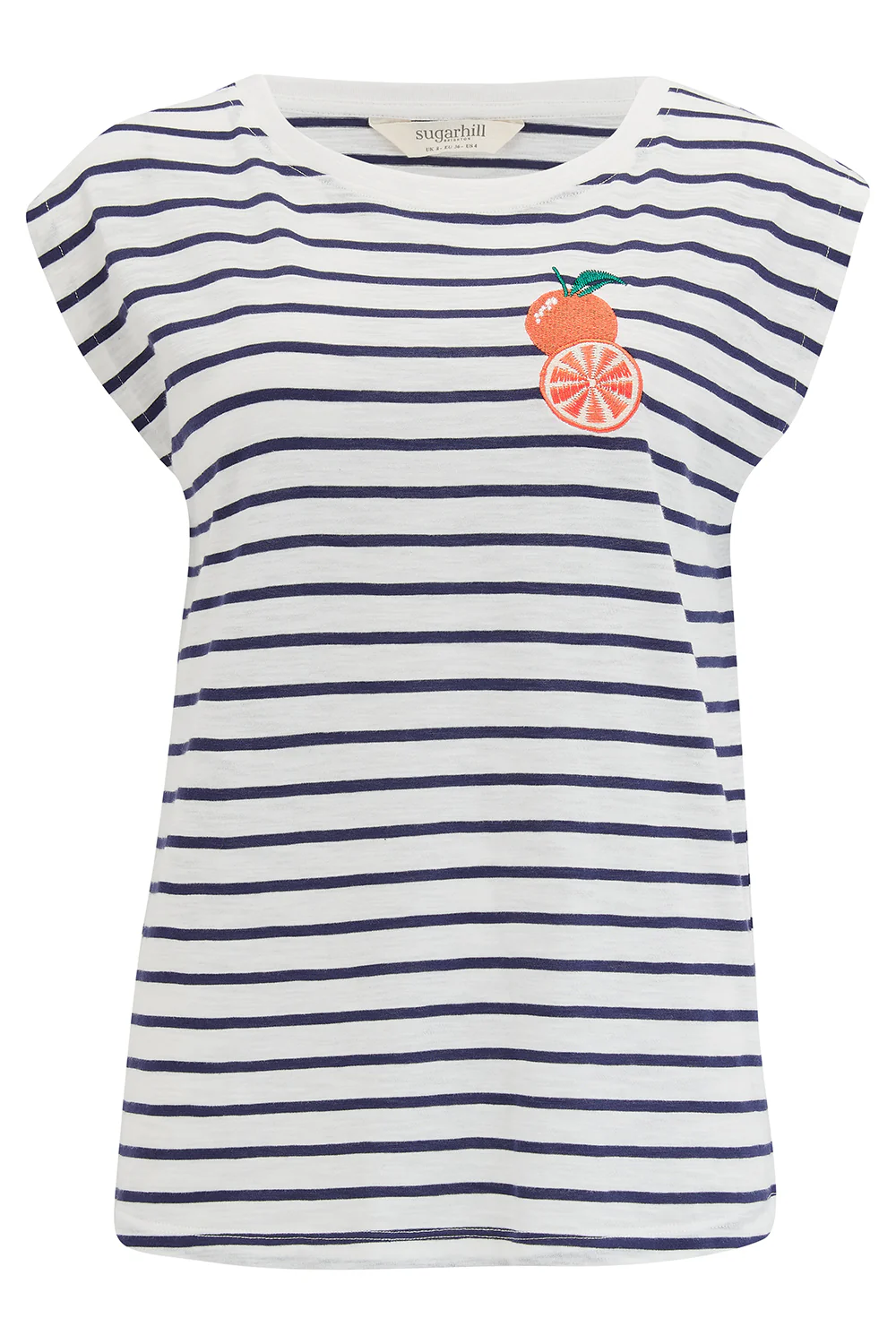 Chrissy Relaxed Tank T-Shirt - Off-White/Navy, Fruity Orange - Image 7