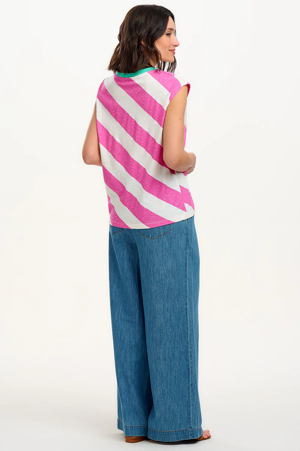 Chrissy Relaxed Tank T-Shirt - Off White/Pink, Brighton Rock - Image 7