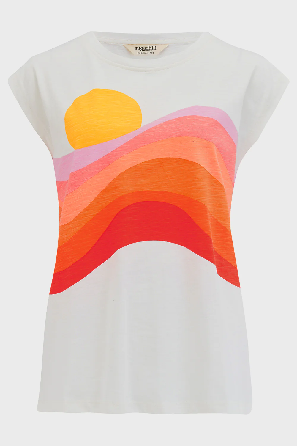 Chrissy Relaxed Tank T-Shirt - Off-White, Sunset Waves - Image 6