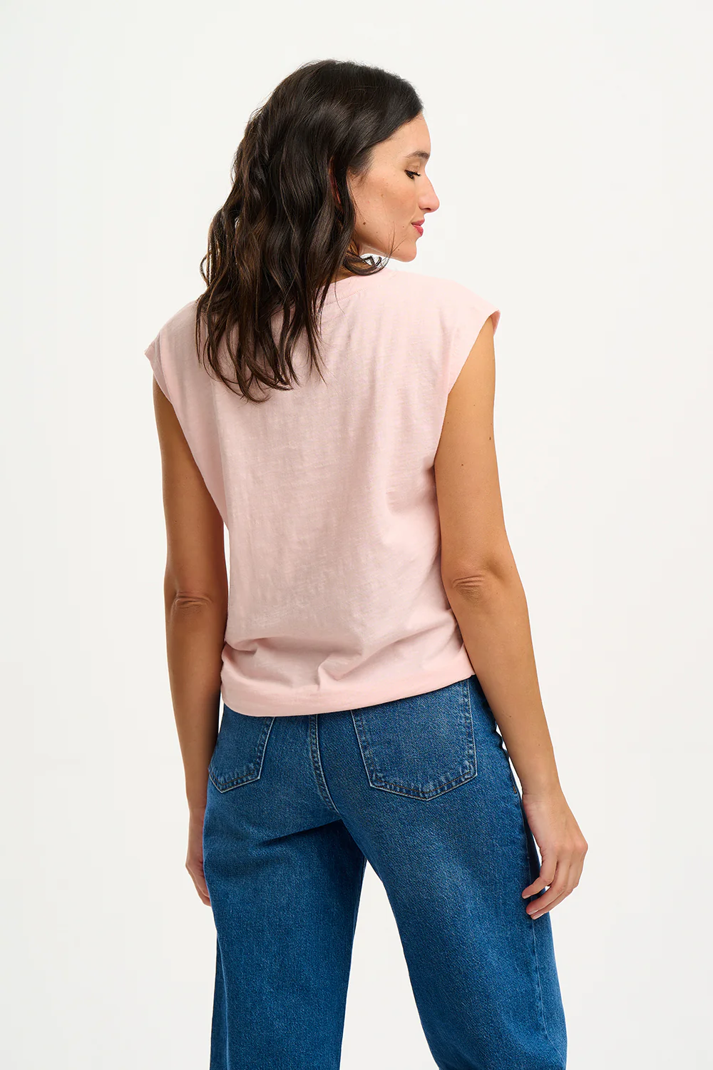 Chrissy Relaxed Tank T-shirt - Pink, Rainbow Parrot Embroidery - Image 4