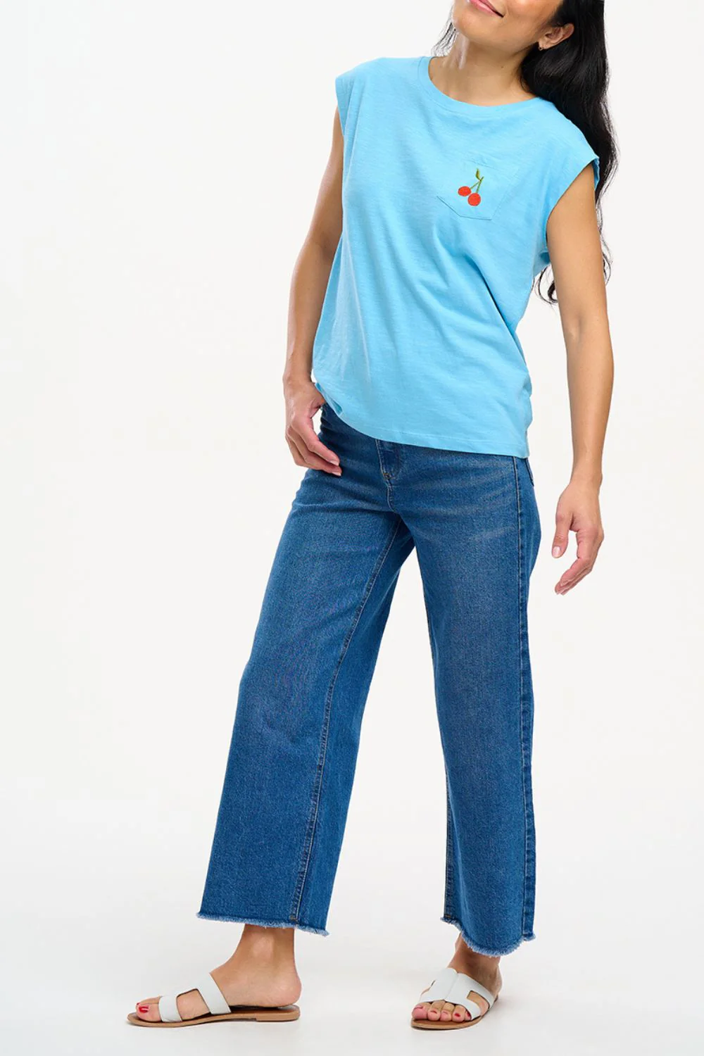 Chrissy T-Shirt - Blue, Cherry Pocket - Image 3