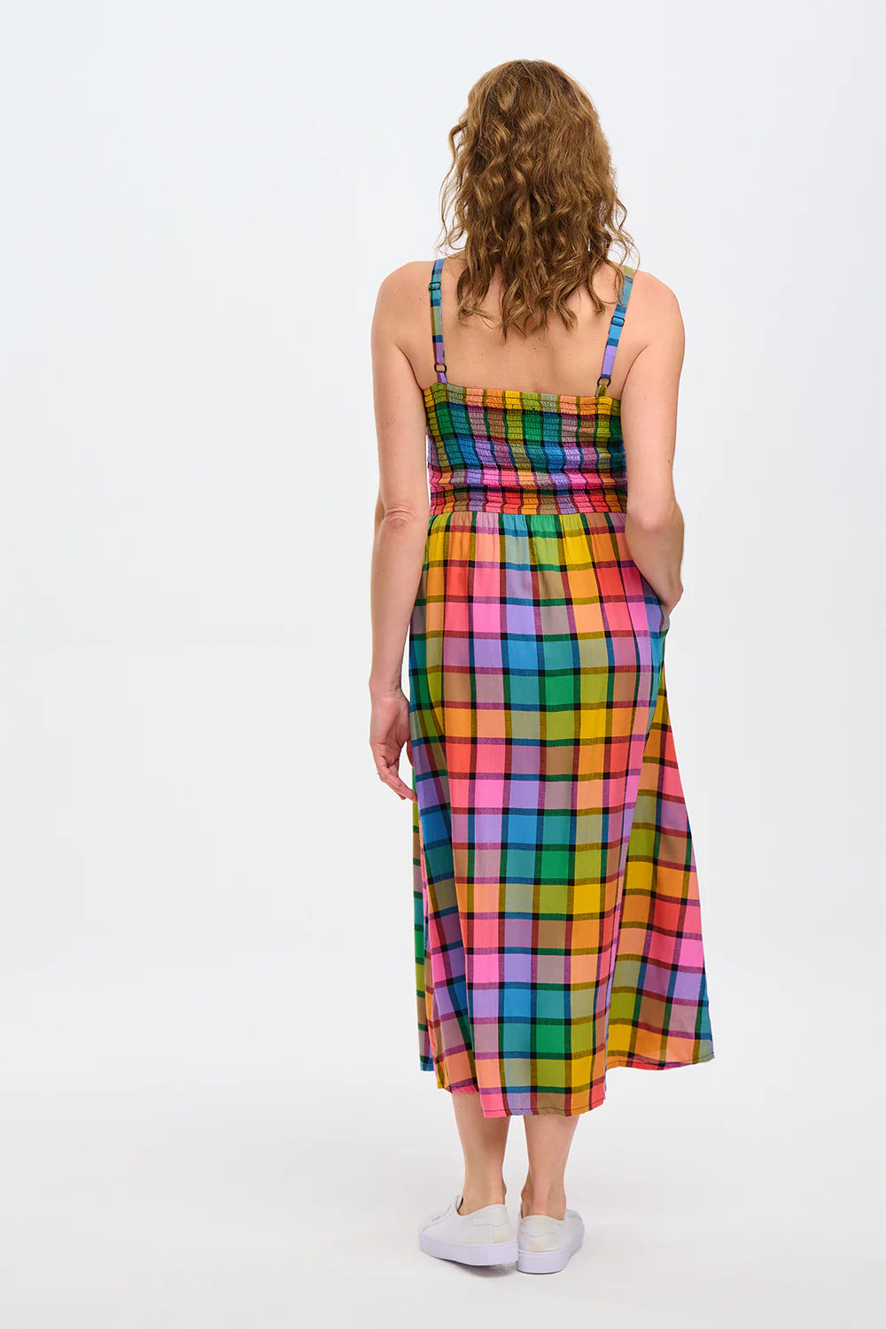 Denali Midi Shirred Sundress - Multi, Summer Rainbow Check - Image 5