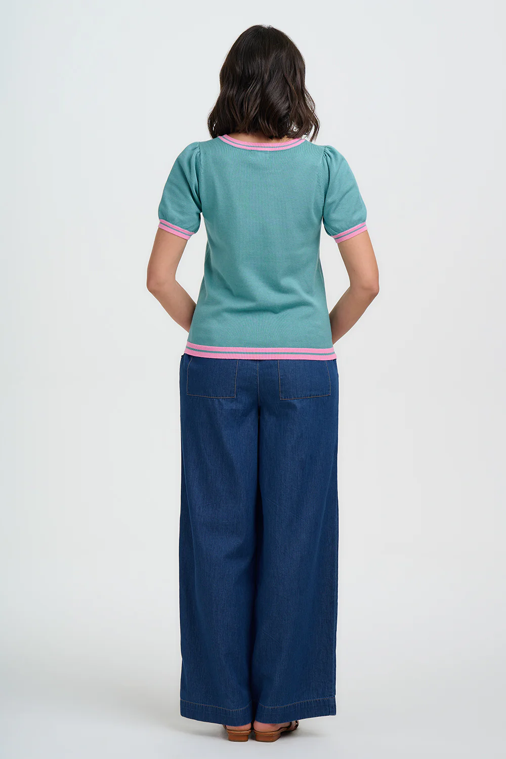 Dominique Knit Top - Green, Art Flower - Image 4