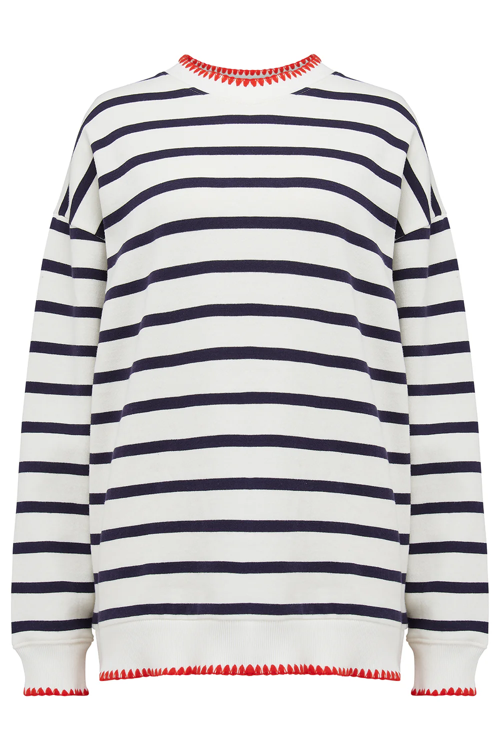 Noah Sweatshirt - Off White/Navy, Embroidery Trim - Image 6