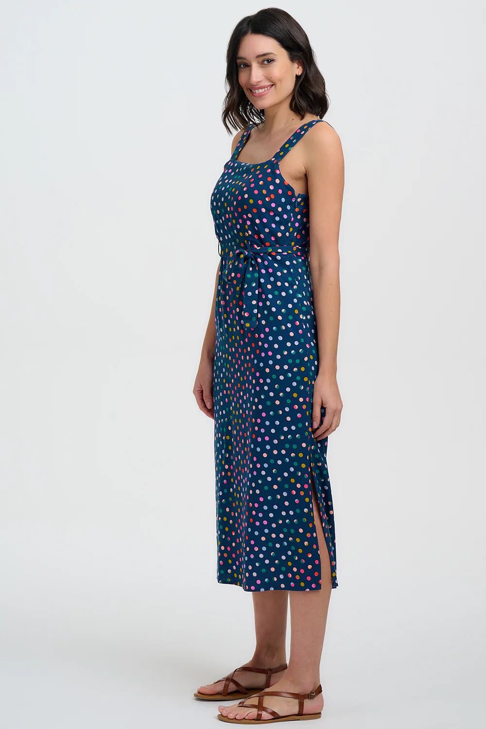 Elva Midi Sundress - Petrol Navy, Rainbow Marbles - Image 4