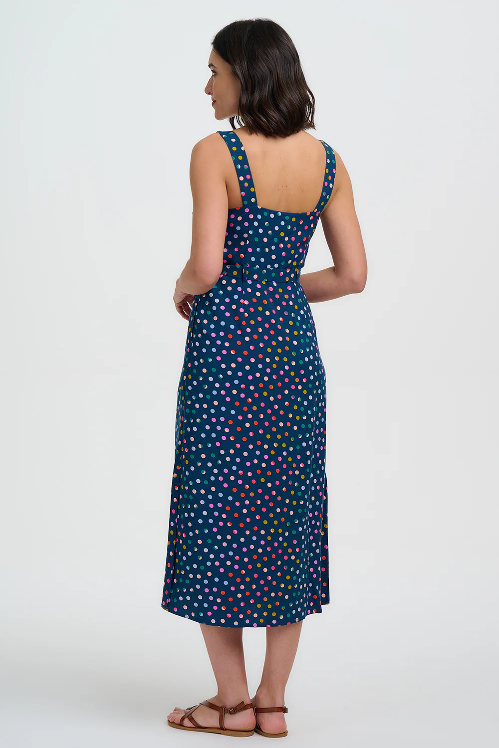 Elva Midi Sundress - Petrol Navy, Rainbow Marbles - Image 5