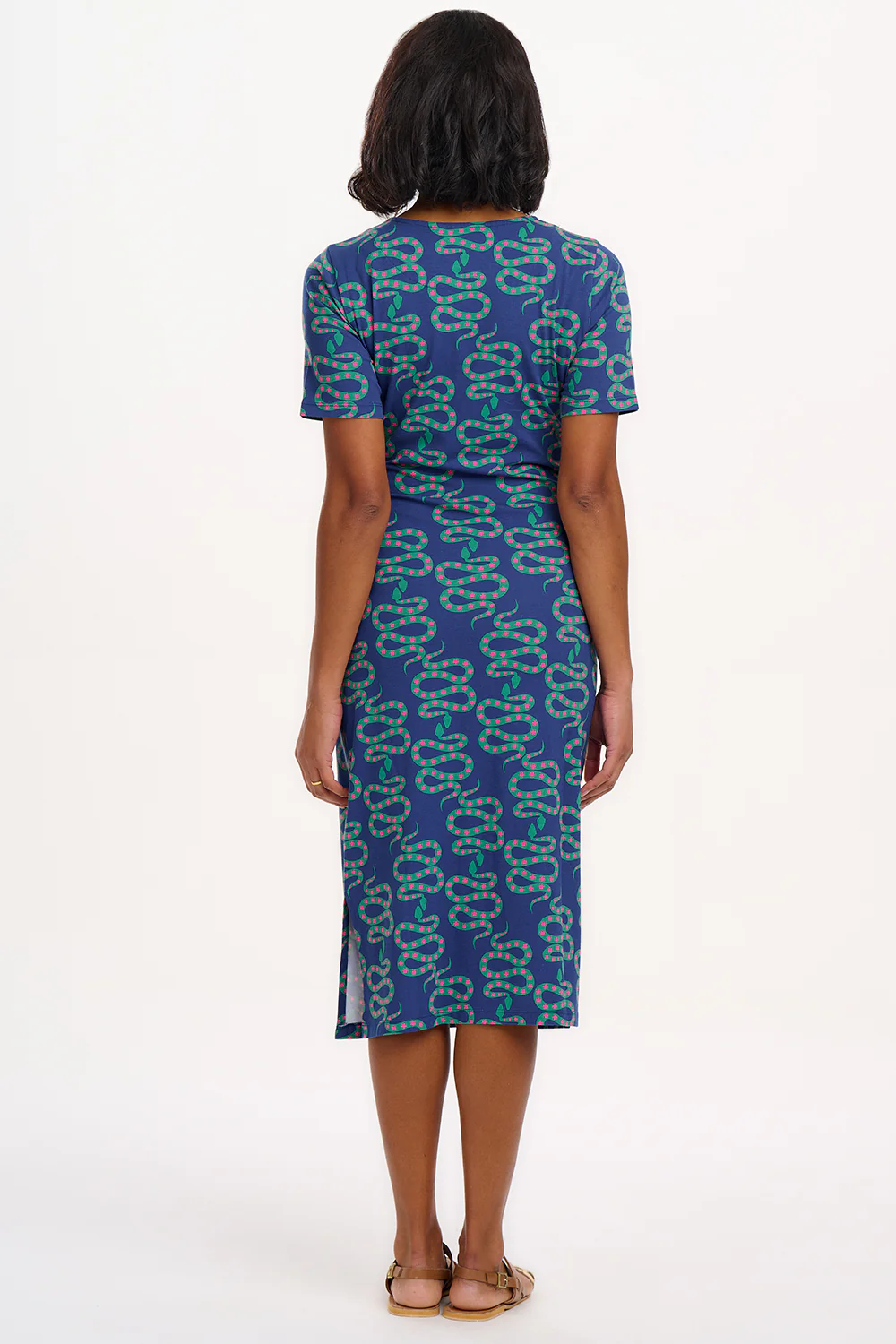 Emersyn Jersey Midi Dress - Bright Navy, Star Snakes - Image 4