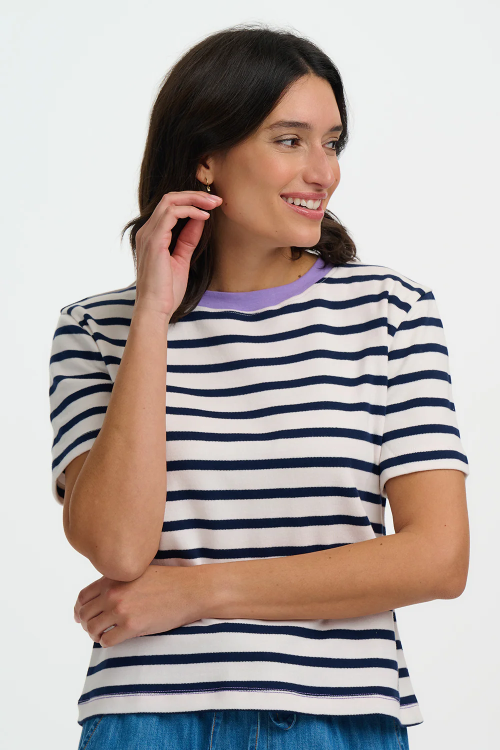 Estrella T-Shirt - Off White/Navy, SHB Flower - Image 3