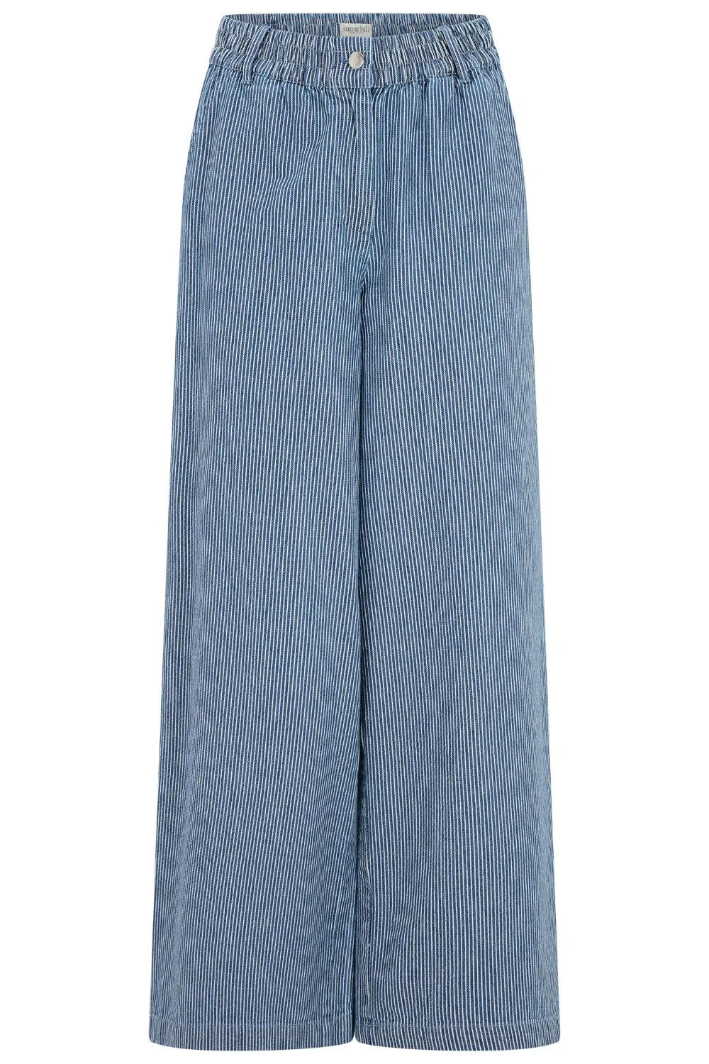 Fifi Wide Leg Trousers - Blue Stripe Denim - Image 8