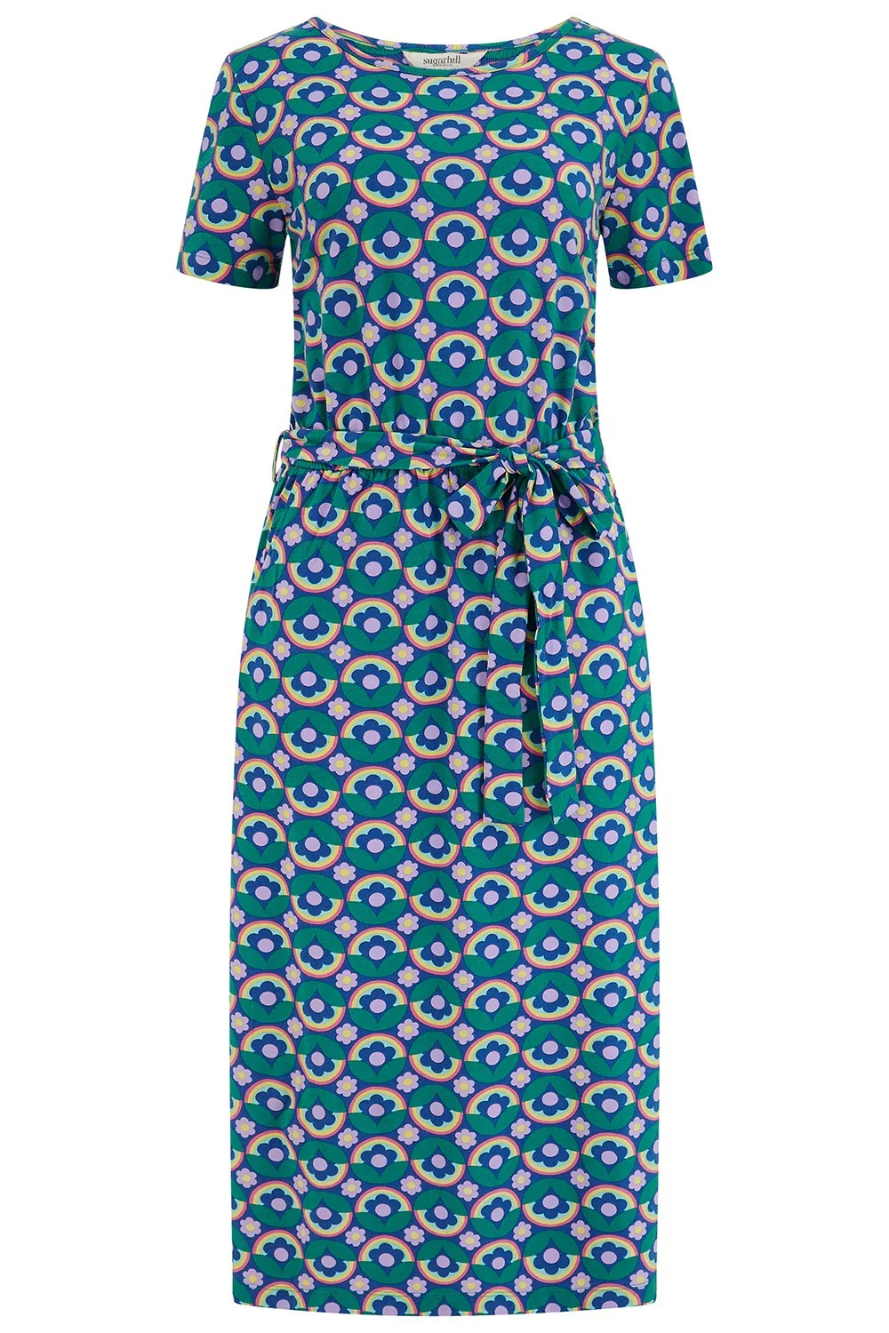 Flissy Jersey Midi Dress - Navy, Kaleidoscope Daisy - Image 5