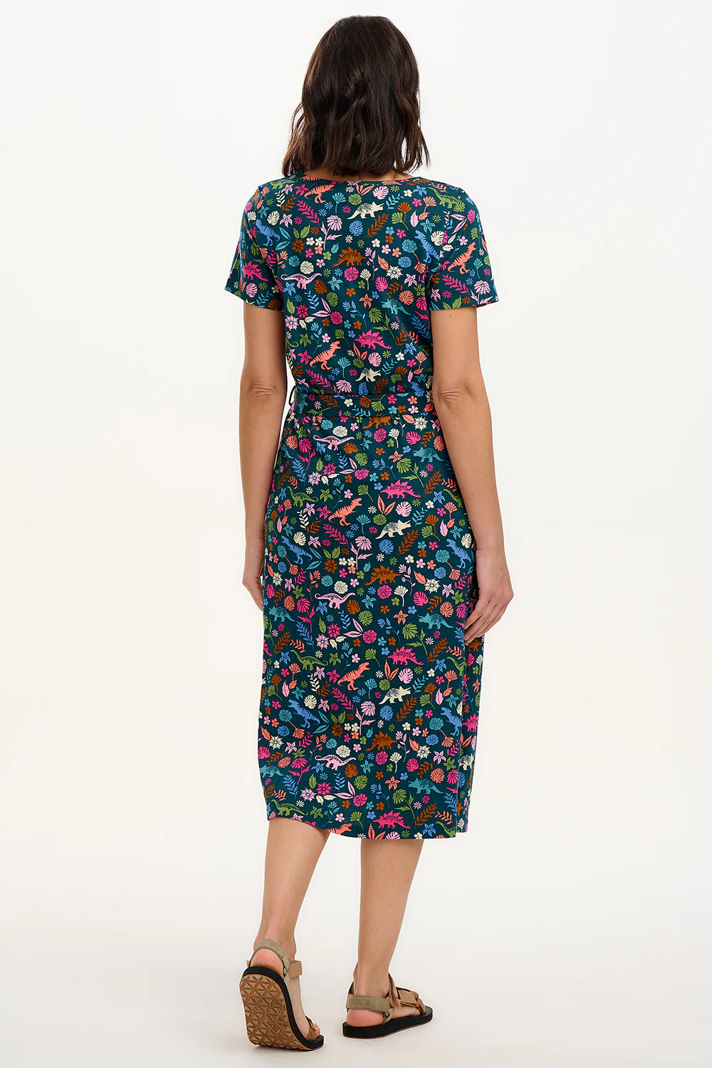 Flissy Jersey Midi Dress - Teal/Multi, Hidden Dinosaur - Image 7