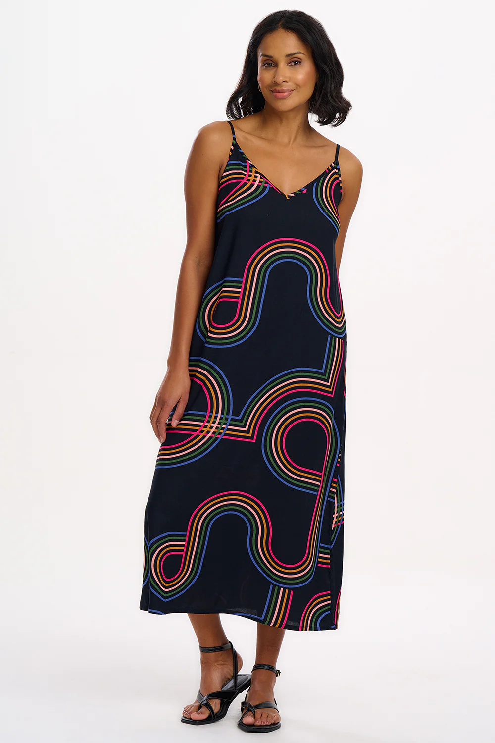 Gretchen Midi Sundress - Black, Retro Racer - Image 3