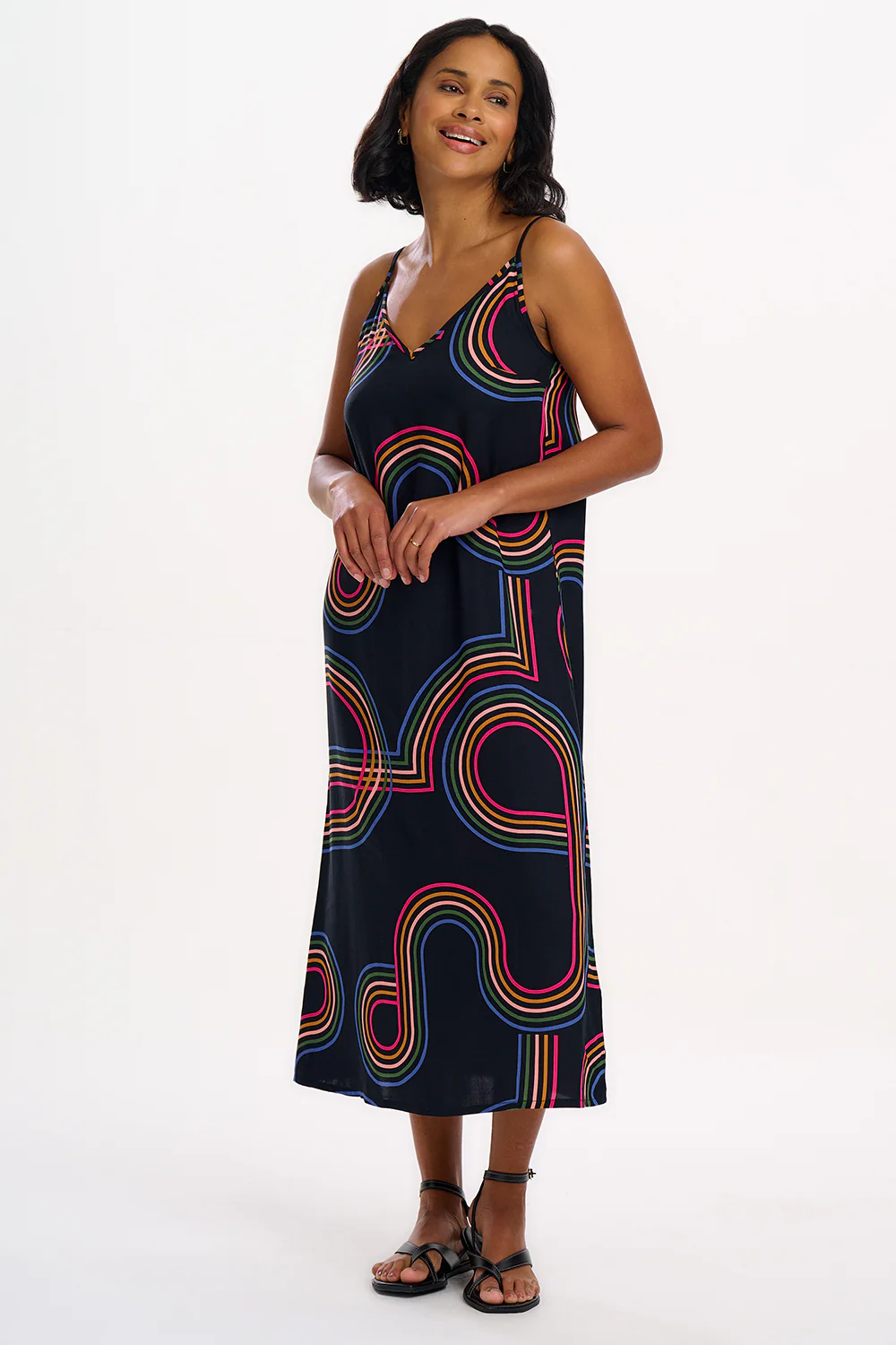 Gretchen Midi Sundress - Black, Retro Racer - Image 4