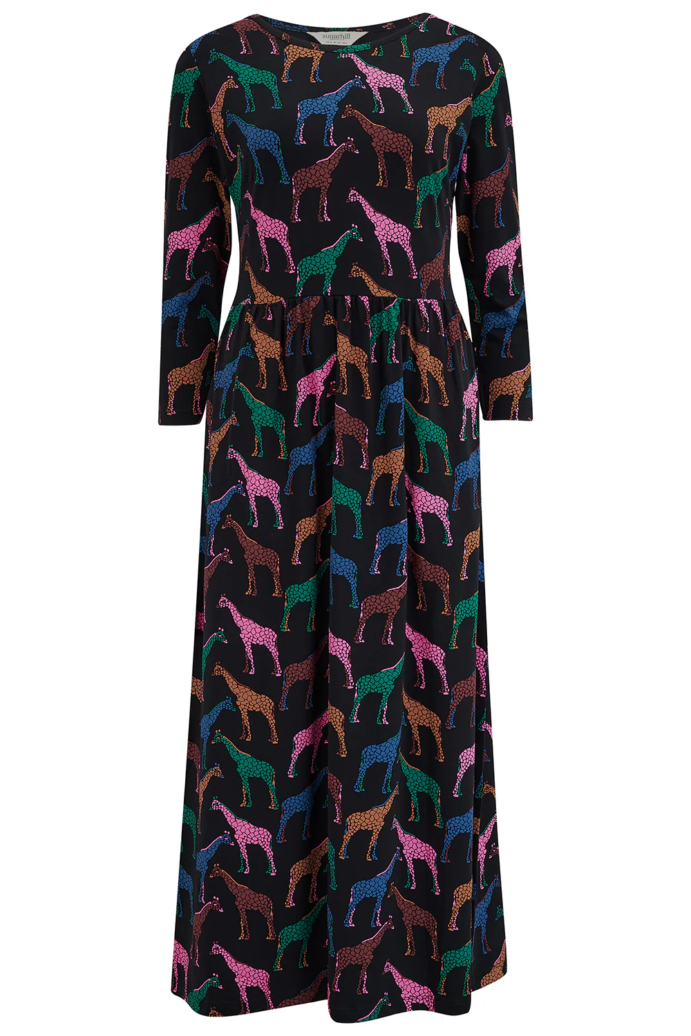 Hadley Midi Jersey Dress - Black, Giraffe Spots - Image 5